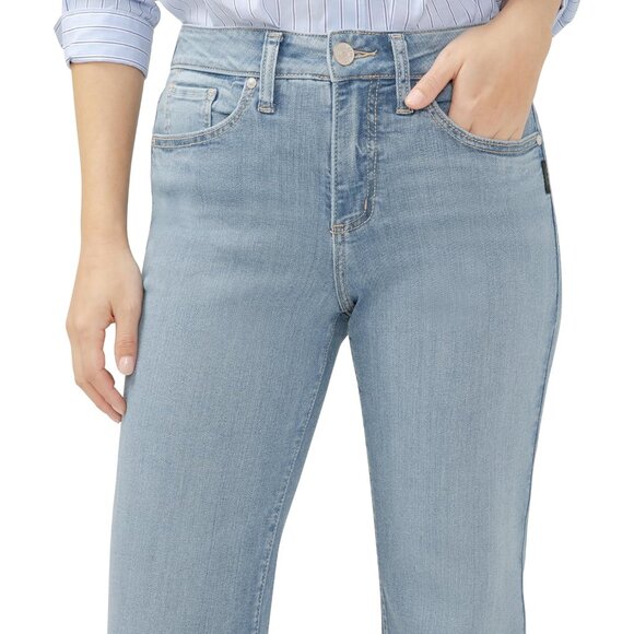 Women's Curvy Fit Trouser Leg Jeans High Rise Ebony Stretch Denim 28w - Picture 4 of 7